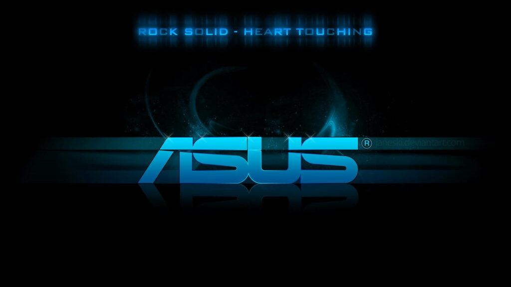 Futuristic Asus Wallpaper with Glowing Logo and Slogan on High-Tech Background