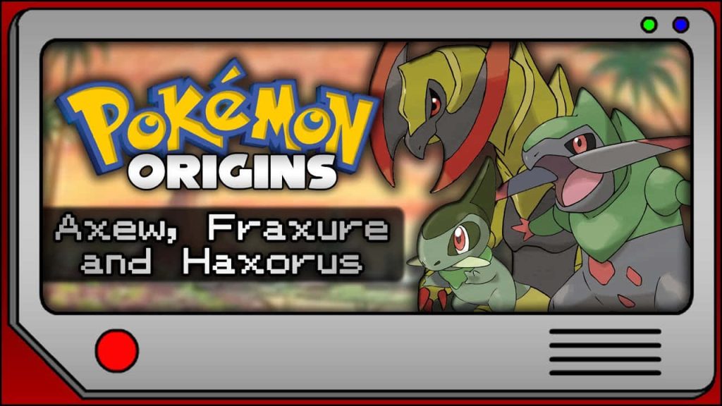Dragon-type Axew Fraxure Haxorus evolution Unova Pokémon Origins wallpaper digital art