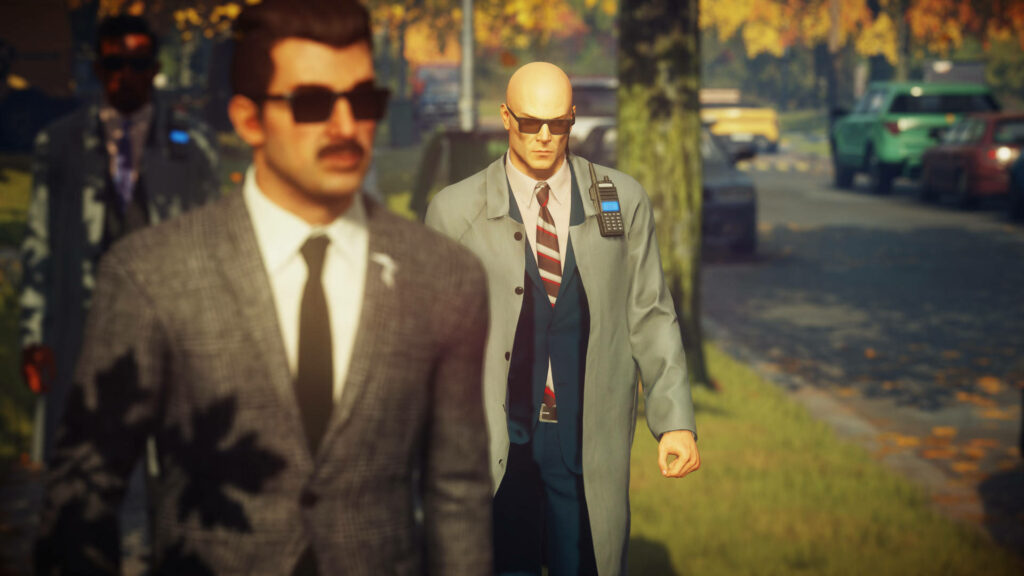 Agent 47 Tracks his Target in Disguise as Cassidy's Bodyguard Wallpaper