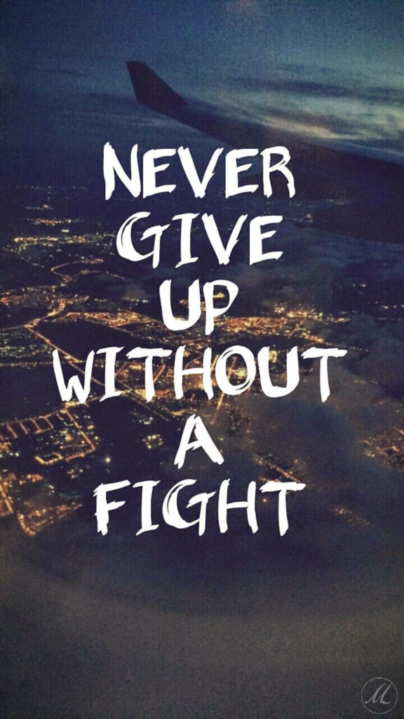 Elevated Inspiration: City Lights from Above, Encouraging Quotes to Persist Wallpaper