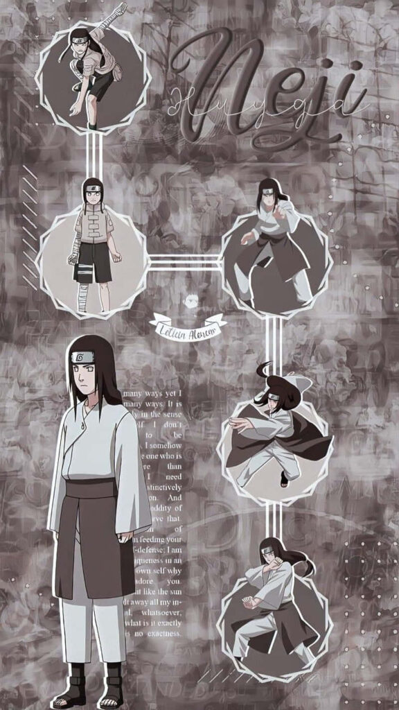 Chronicles of Neji Hyuga: A Nostalgic Collage Depicting the Journey of a Legendary Character in the Animated Series Wallpaper