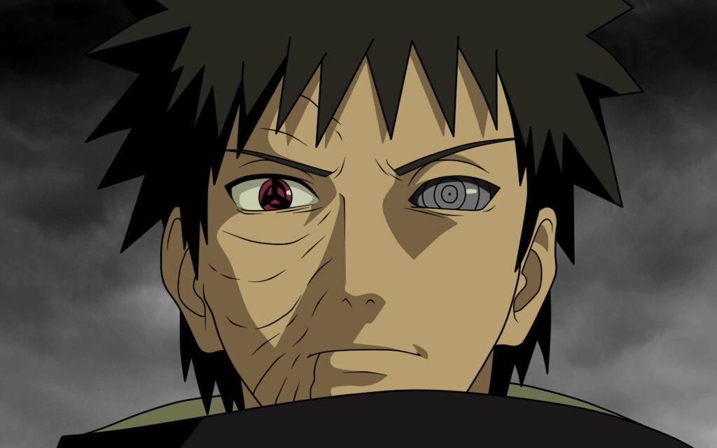 Dual Activation: Obito Uchiha Unmasked, Sharingan and Rinnegan Illuminated Wallpaper