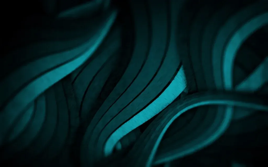Enigmatic Depths: Exploring Abstract Turquoise in a 3D Black HD Wallpaper