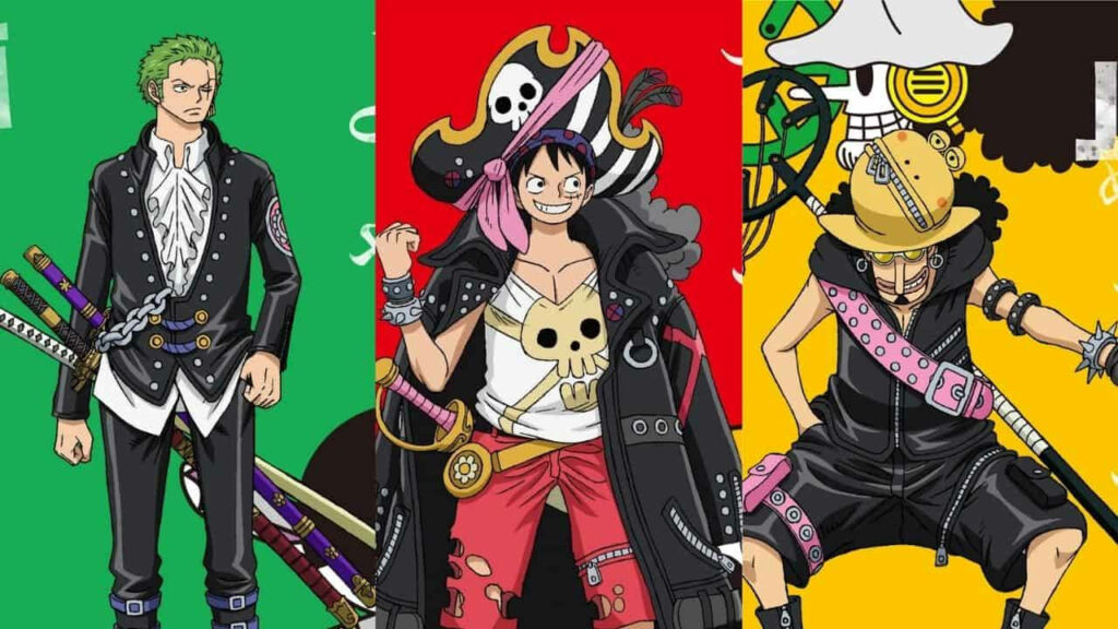 One Piece Film Red - Showcasing Zoro, Luffy, and Usopp's Stylish Transformation! Wallpaper