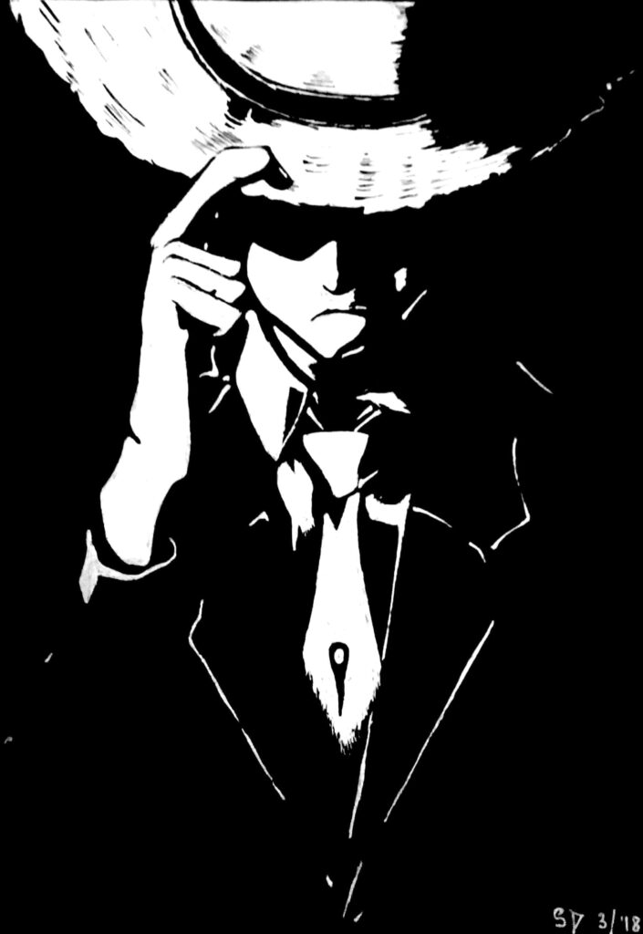 Journey of Fearless Resolve: Luffy's Monochrome Bravado in One Piece Wallpaper