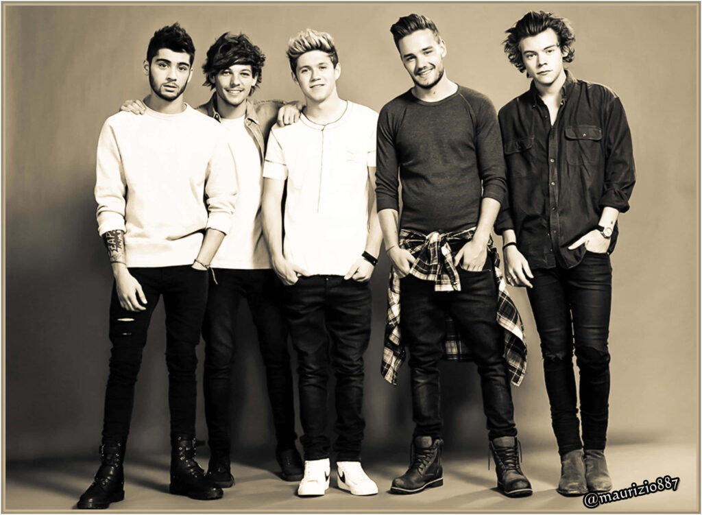 Stylish Young One Direction Members in Casual & Edgy Fashion - Group Wallpaper