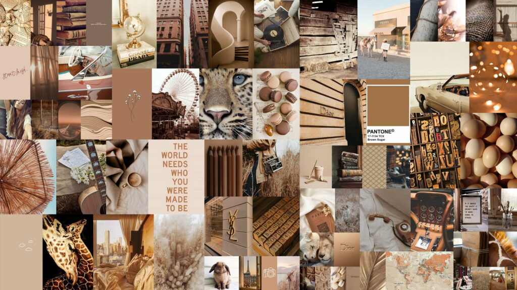 Luxurious Light Brown Aesthetic: a captivating 70 piece collage kit for chic wallpaper backgrounds.