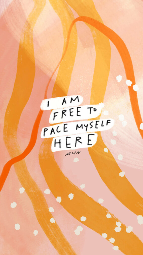 Uplifting 'I Am Free' Wallpaper: Soothing Orange & Pink Abstract Design