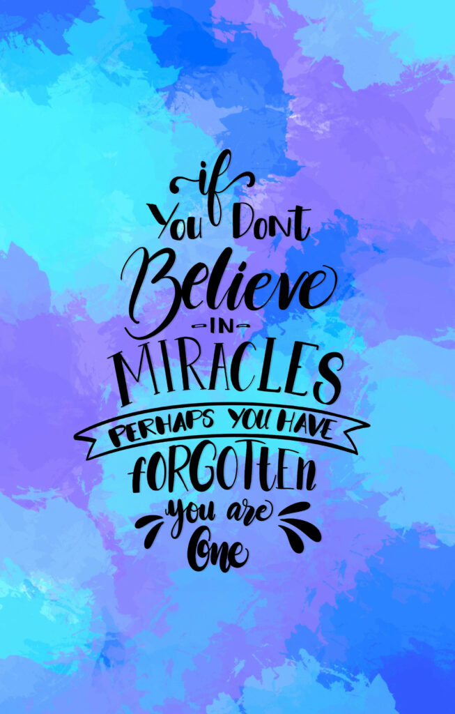 Uplifting Miracles Quote Wallpaper in Serene Blue & Purple Background