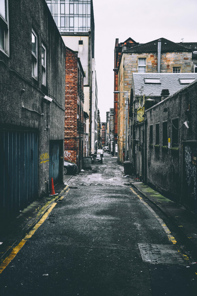 Urban Alleyway Wallpaper: Gritty Essence of Aged City Textures