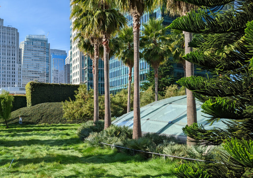 Urban Architecture Meets Nature: Serene Wallpaper Background