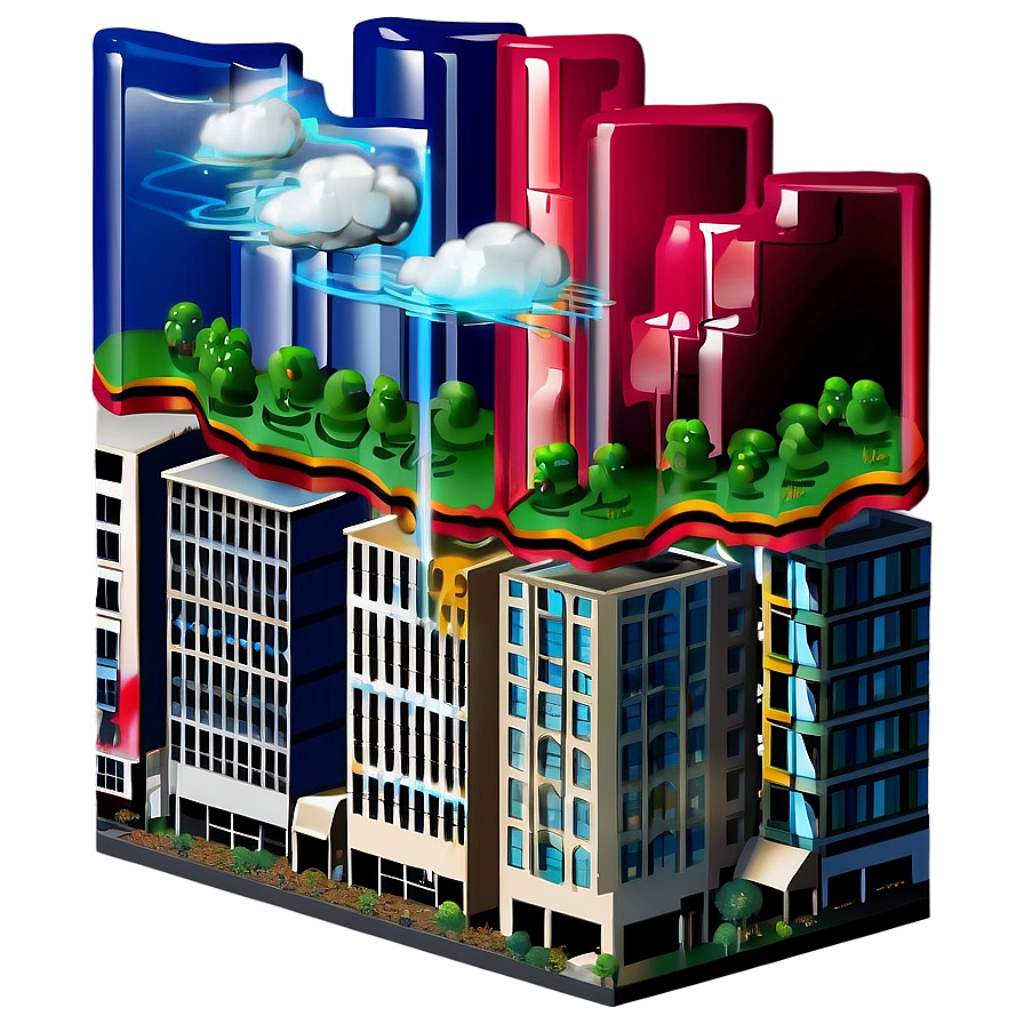 Stylized Cityscape Wallpaper: Visualizing Urban Heat Island Effect