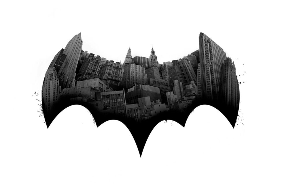 The Dark Knight Rises: Gotham's Battleground in a Digital Batman Logo Wallpaper