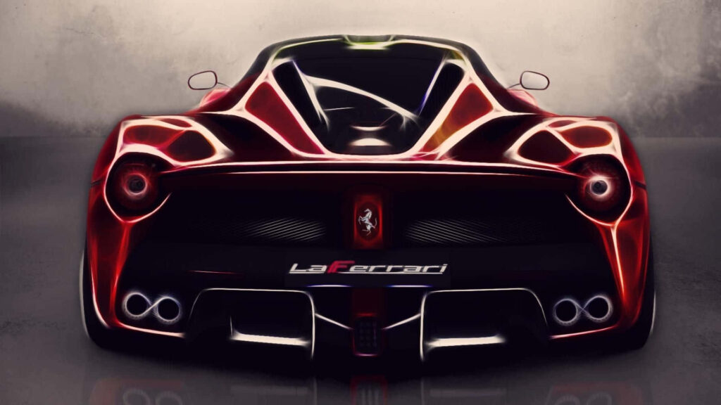Urban Elegance: Showcasing the Luxurious Design and Performance of the Red Ferrari LaFerrari in a City Setting Wallpaper
