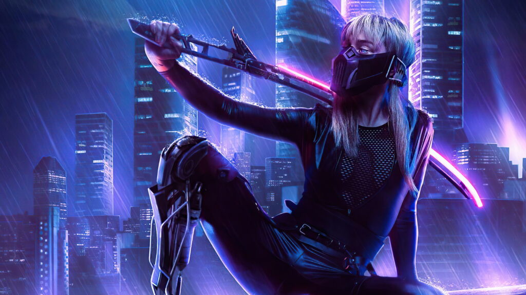 BladeMaster Chronicles: Futuristic Samurai Warrior Captivates with Digital Art Wallpaper
