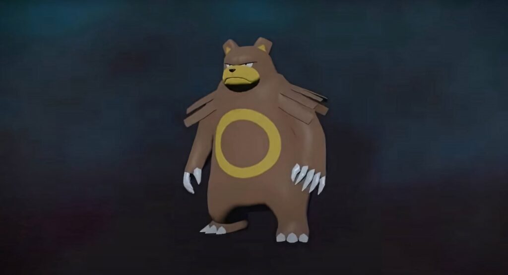 Ursaring Pokémon wallpaper fierce bear with signature ring on dark atmospheric background