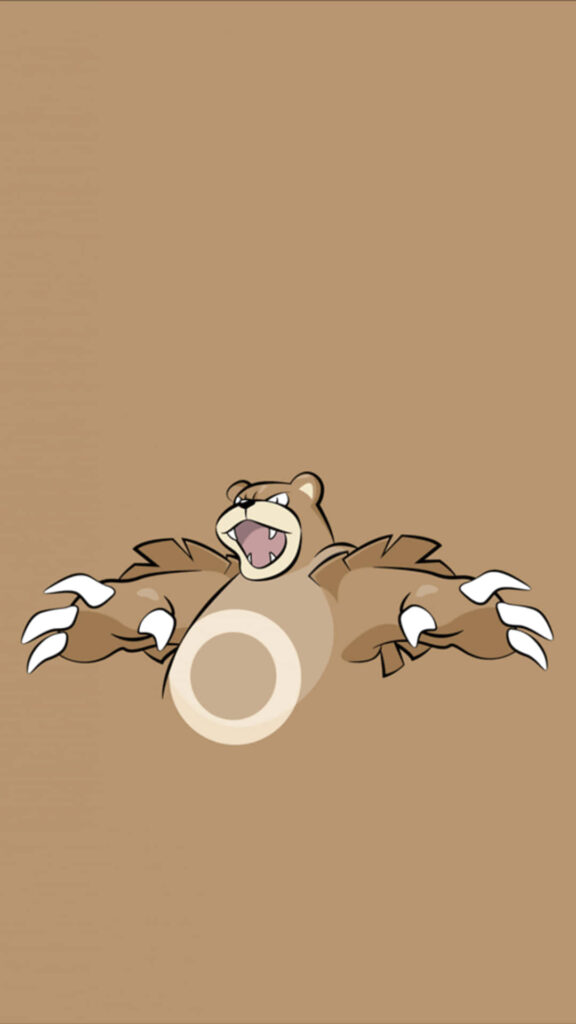 Ursaring Roaring: Minimalist Bear Wallpaper on Brown Background