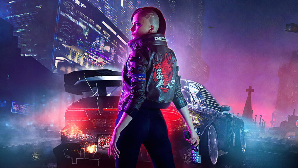 Shadow-Drenched Reveal: V, the Enigmatic Cyberpunk Assassin, Strikes a Mesmerizing Pose amidst a Neon-Lit Cityscape Wallpaper