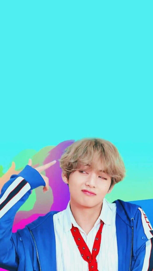 V from BTS vibrant phone wallpaper blue abstract colorful background fans favorite