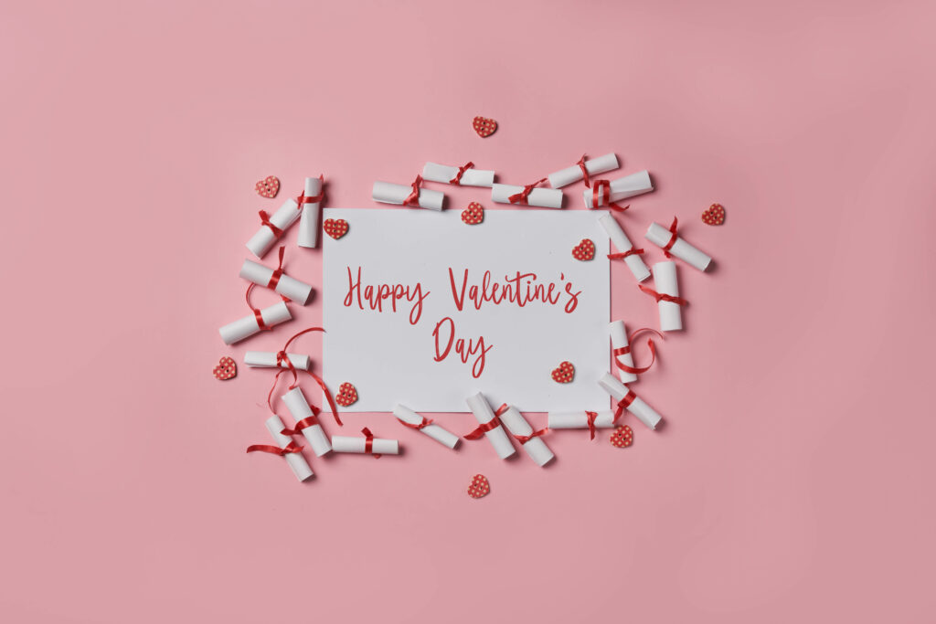 Charming Valentine's Day Wallpaper with Hearts & Elegant Card Design