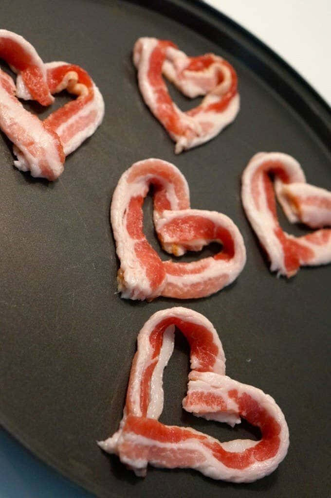 Charming Valentine's Heart-Shaped Bacon Wallpaper Background