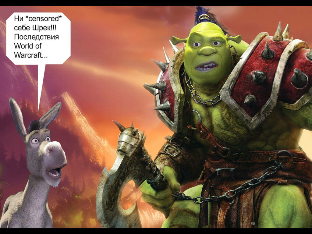 Dynamic Valiant Shrek & Loyal Donkey Action Wallpaper Background