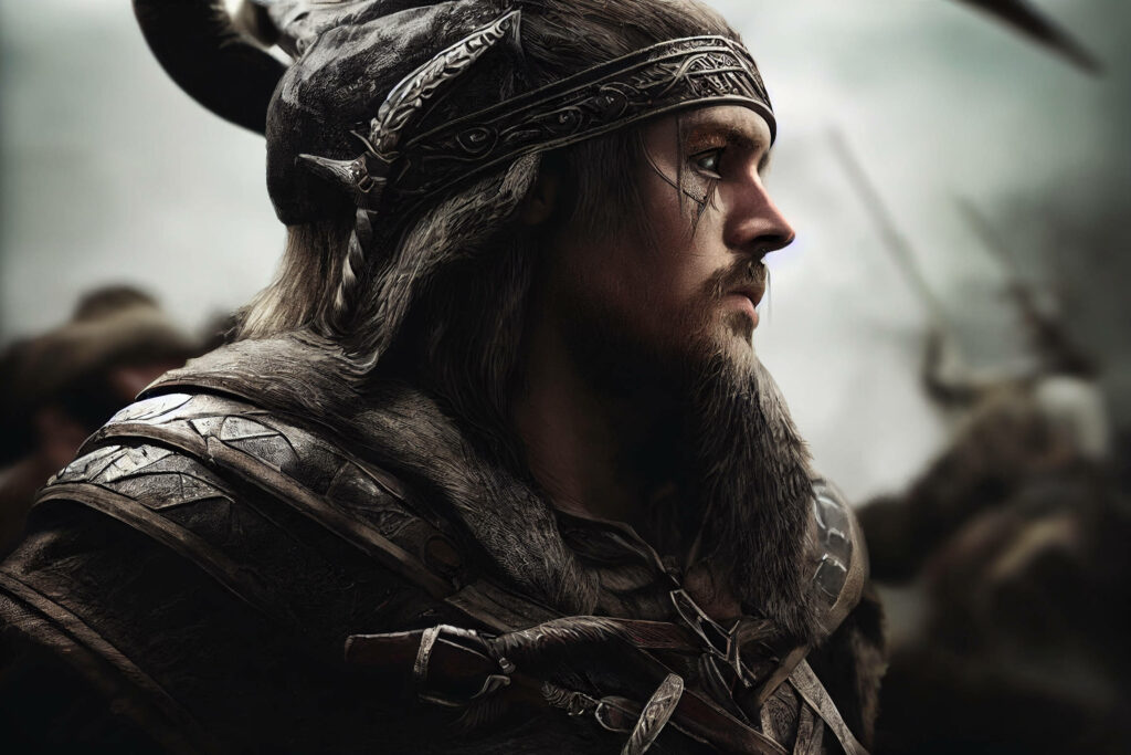 Viking Triumph: A Majestic AC Valhalla Warrior Embraced by Mighty Armor - Enchanting Background Image Wallpaper
