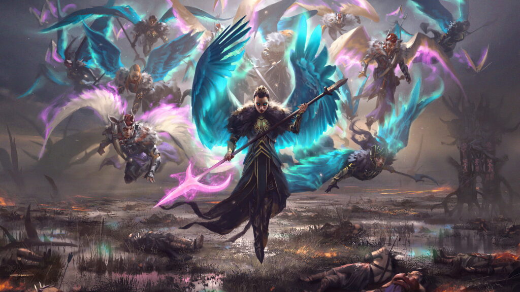 Epic Battle at the Realm: A Stunning 4K Wallpaper Feat. Valkyries from Magic The Gathering