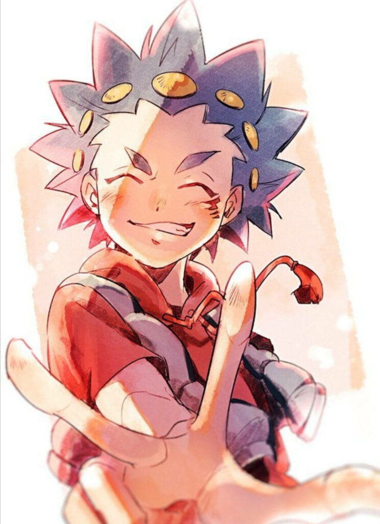 Valt Aoi from Beyblade cheerful V-sign vibrant wallpaper energetic anime character background