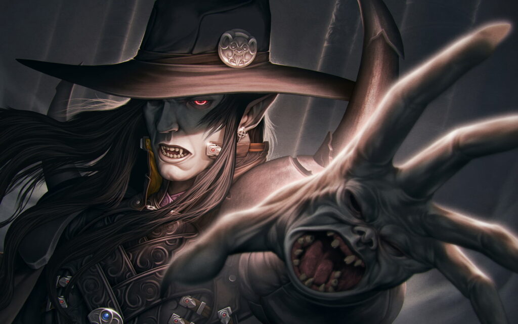 The Bold and Merciless Vampire Hunter D Defends the Frontier in Stunning Manga Artwork Wallpaper