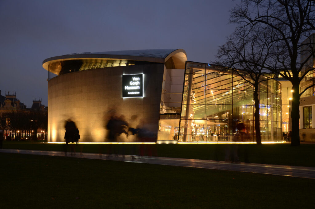 Stunning Night Wallpaper of Van Gogh Museum's Illuminated Architecture