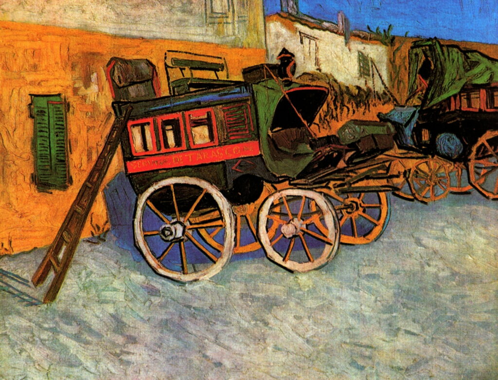 The Expressive Wheels: A Tribute to Van Gogh's Artistry - Captivating HD Wallpaper Background Featuring a Carriage