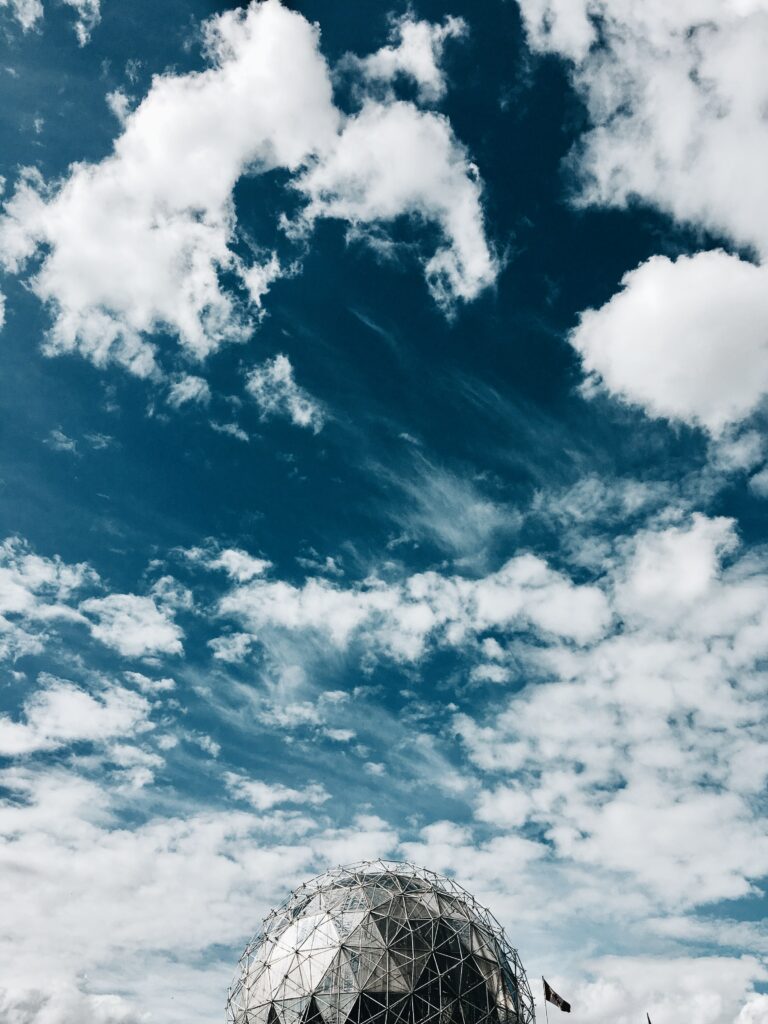 Vancouver Geodesic Dome Wallpaper: Stunning Blue Sky Background