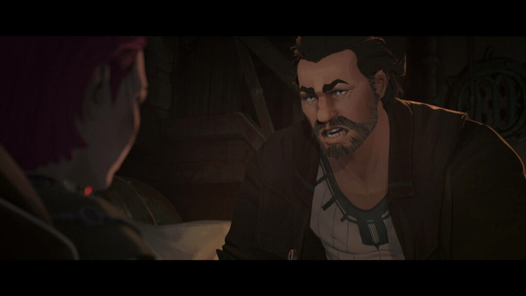 Vander and Vi emotional intense moment Arcane wallpaper capturing their strong bond background