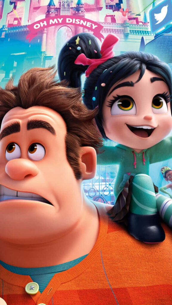 Vanellope & Ralph: Cheerful Friendship in Colorful Wallpaper Background
