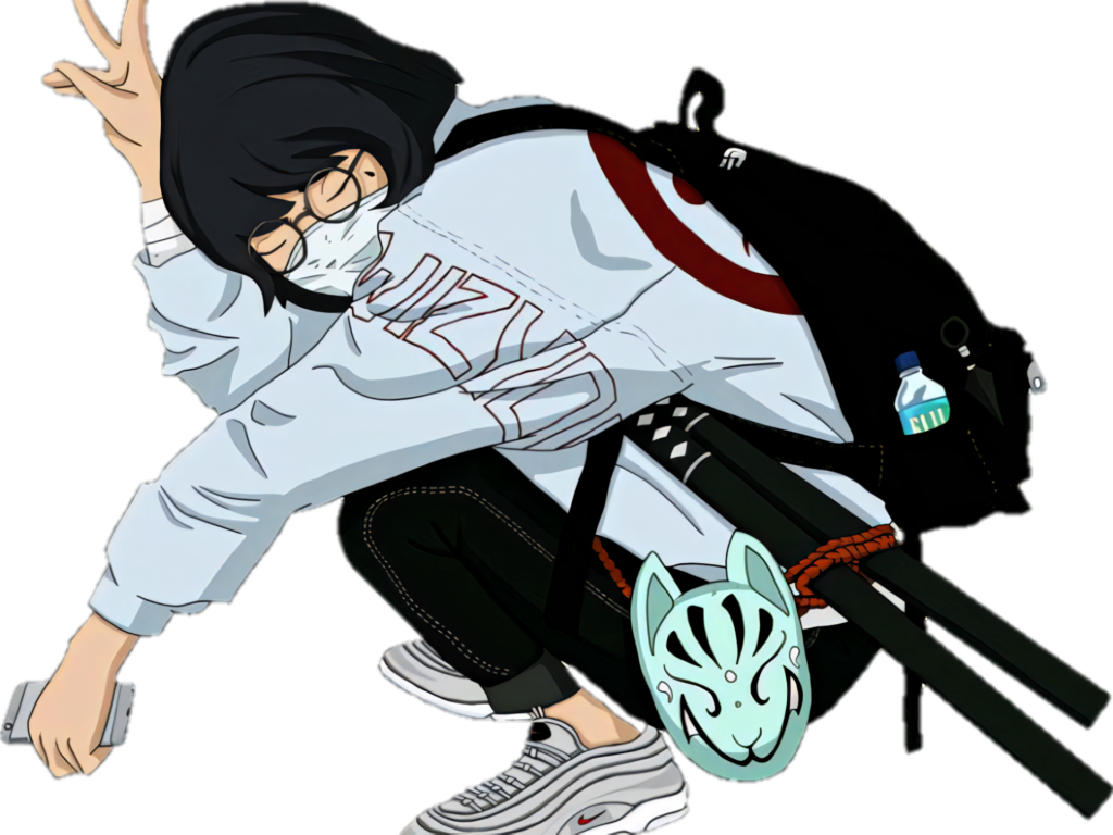 Vaporwave Aesthetic Wallpaper: Dynamic Character in Streetwear Style