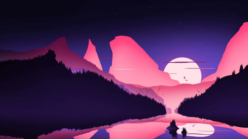 Vaporwave Purple Pink Landscape Nature Background Wallpaper