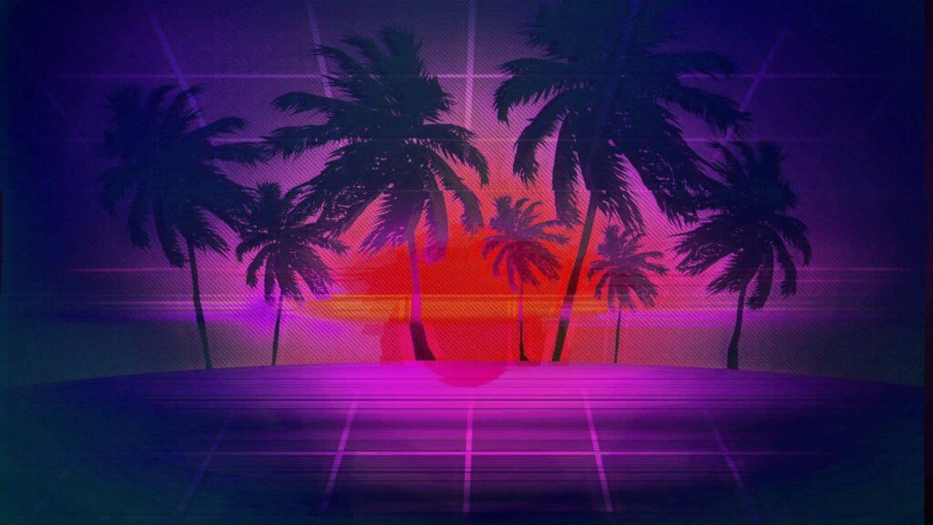 Vaporwave Beach Sunset Tablet Background Wallpaper