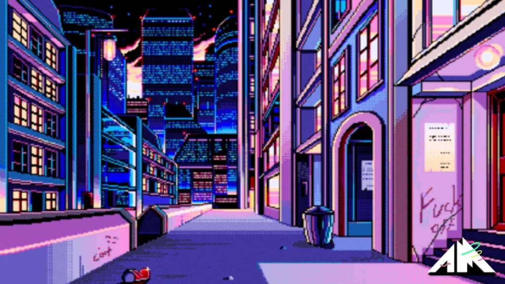 Vaporwave Pixelated City Buildings Background Wallpaper
