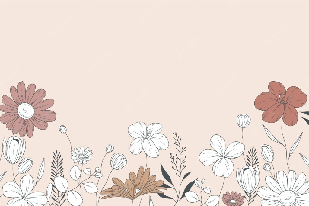 Botanical Bliss: A Delicate Handcrafted Vector Garden Wallpaper