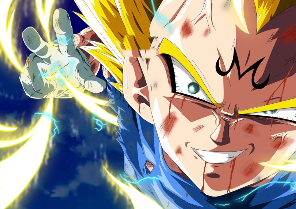 Vegeta Super Saiyan powering up with golden hair electricity crackling intense anime wallpaper