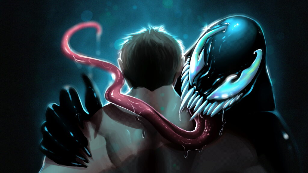 Captivating Villainy: Venom Unleashed in Spectacular Digital Art Wallpaper