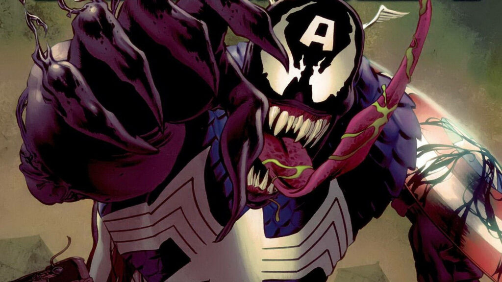 Marvel Villains Wallpaper: Venom Meets Captain America with Iconic Logo