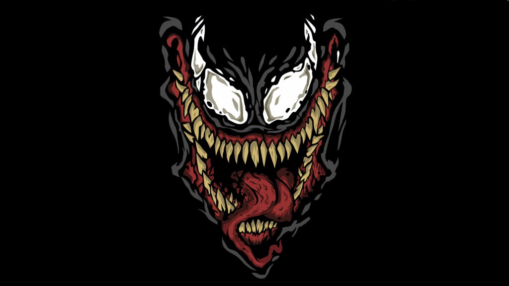 Sinister Simplicity: 4K Venom Minimalist Wallpaper