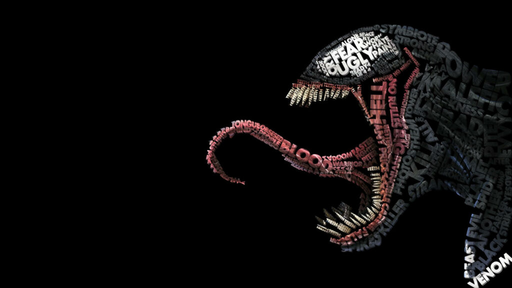 Venom Typography Wallpaper: Fierce Art on Black Background