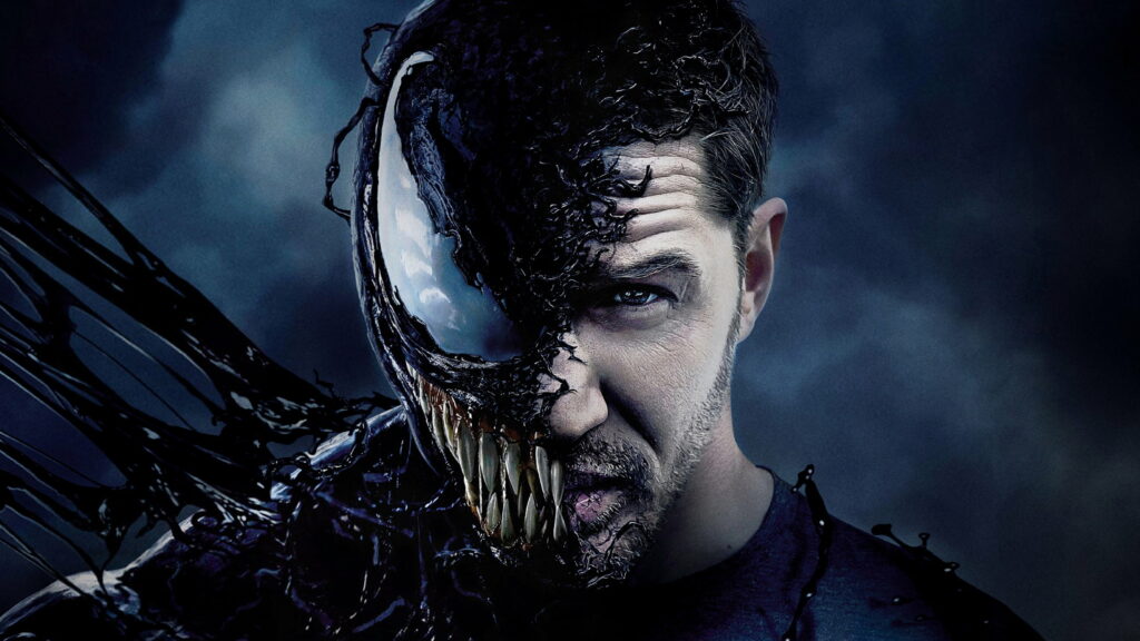 Intense portrayal of Venom by Tom Hardy in captivating 4K movie still Wallpaper