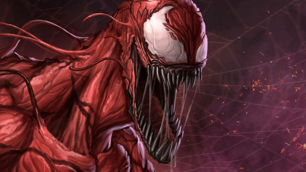 Awe-Inspiring Faceoff: Enrage Venom Carnage Strikes Back in Web of Mayhem Wallpaper