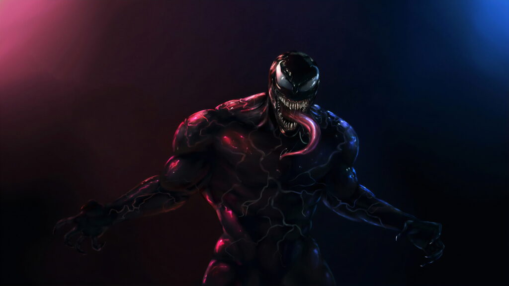Fierce Encounter: Menacing Venom Unleashed in Spectacular Digital Art Wallpaper