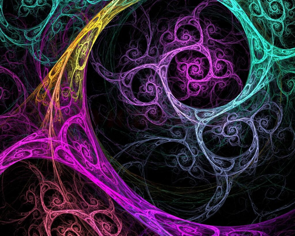 Vibrant 1280x1024 Wallpaper: Colorful Swirling Patterns on Dark Background