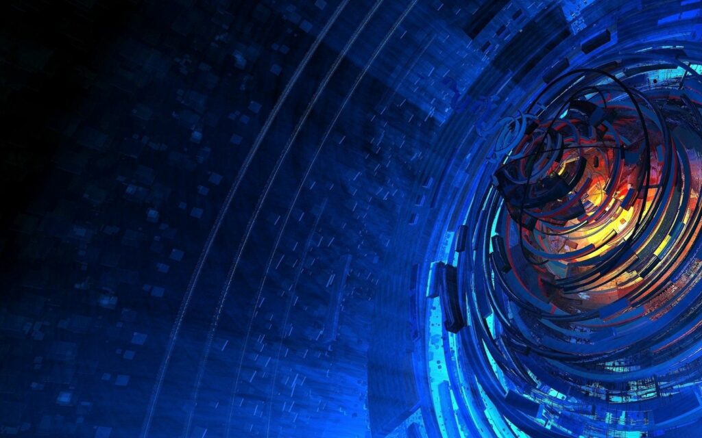 Vibrant Abstract Wallpaper: Dynamic Swirls in Bright Blue & Fiery Red